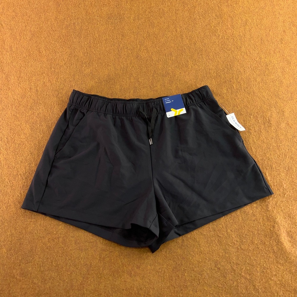 Old Navy Womens Large Black Powersoft High-Rise 3.5" Inseam Athletic Shorts NWT